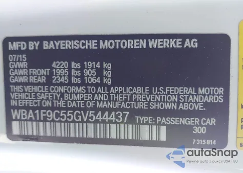 2016 BMW 228I z USA, uszkodzony, nr VIN WBA1F9C55GV544437